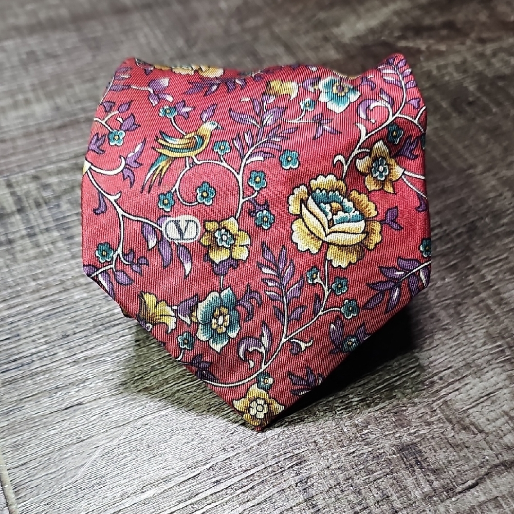 Valentino Red Floral Pocket Square